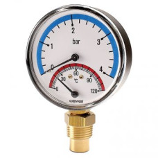 Термоманометр Ø80 1/2″ 0/120°С 6 бар вертикальний Cewal S.p.A. (91568600)