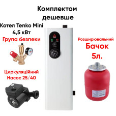 Комплект: котел Tenko Міні 4,5 кВт 220 з насосом та бачком Tatra-Line (KEМ 4,5,_220)