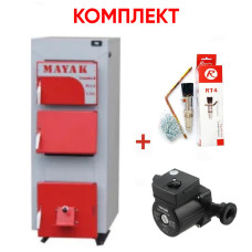 Комплект: Твердотопливный универсальный котел с комбинированными колосниками Маяк АОТ-25 STANDARD PLUS UNI.+комплект подключения