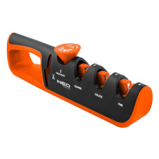 Точилка для ножів та ножиць Neo Tools, 77х290х47мм, 3 етапи заточування, алмаз, карбід вольфраму та кераміка, регулювання кута заточування, ABS-пластик та TPR г (56-050)