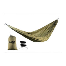 Гамак Neo Tools, матеріал нейлон 210T, 330x140см, до 200кг, шнури, сумка для перенесення, зелений (63-124)