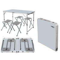 Набір стіл та стільці розкладні Neo Tools, стіл 60х120х60см, 4 стільці 36х34Х27см, 6.9кг (63-159)