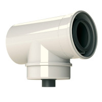 Коаксиальный тройник прямой с ревизией и отводом конденсата80/125 Almeva