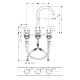 AXOR ONE t смеситель для умывальника 170 на 3отв, цвет хром, AXOR (48050000)