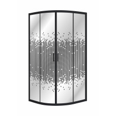 TISZA BN душова кабіна 90*90*200см, на дрібному піддоні (артикул 599-0909R), профіль чорний, скло 