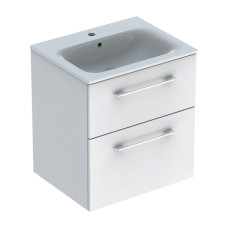 Geberit 501.236.00.1 Selnova Square Комплект меблів для ванної кімнати: тумба під раков.60см з 2-ма шухлядами + раковина slim rim з 1отв.під зміш. та переливом, колір білий глянець