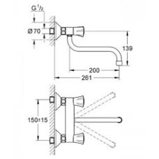 COSTA L змішувач для кухні, настінний GROHE 31187001, GROHE (31187001)