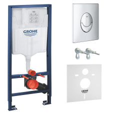 Інсталяція для підвісного унітазу 4 в 1 Grohe Rapid SL + хром кнопка Skate Air (38721001+37131000)