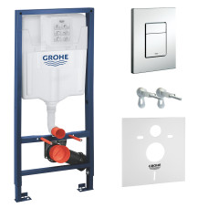 Інсталяція для підвісного унітазу 4 в 1 Grohe Rapid SL + хром кнопка Skate Cosmopolitan (38772001+37131000)