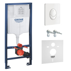 Інсталяція для підвісного унітазу 4 в 1 Grohe Rapid SL + біла кнопка Skate Air (38722001+37131000)