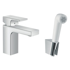 Змішувач для умивальника Hansgrohe Vernis Shape 100 з гігієнічною лійкою