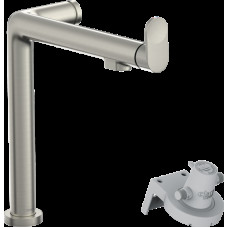 AQITTURA M91 смеситель для кухни, 240, 1jet, сталь, HANSGROHE (76804800)