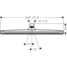 RAINDANCE ALIVE Qверхній душ 210/340мм, 1 режим, колір хром, HANSGROHE (24530000)