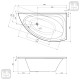 BLATNA ванна 150*90*49см асиметрична права, без ніжок, акрил 6мм, IMPRESE