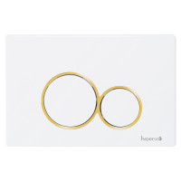 IMPRESE i7117, клавіша змиву, білий глянець, вставка золото, пластик, (i7117PW)