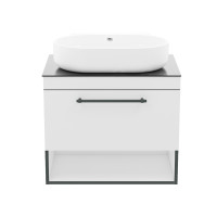 BLACK EDGE тумба подвесная 70см со столешницей 1 ящик, белая, IMPRESE (f32117W(1))