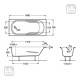 GENOVA ванна 150*70см, акриловая прямоугольная, белая, регулируемые ножки в комплекте, объем 158л, ROCA