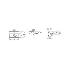 ONA умывальник CPT 60x36x15 см, прямоугольный, с отверстием под смеситель, Fineceramic, ROCA (A327684000)