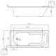IBERIA Новая ванна 170*75*40 см без ножек, акрил 5мм, VOLLE