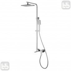 СИСТЕМА L система душевая (смеситель для ванны, верхний душ 260*188 мм ABS, ручной душ 86 мм 1 режим, шланг 150 см), хром, VOLLE