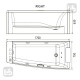 Ванна гидромассажная 1700*750*630мм акриловая правая, VOLLE