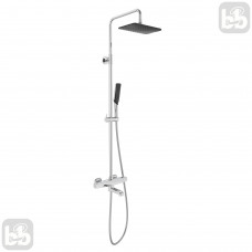 SISTEMA P система душова (термостат для ванни, верхній душ 246*170 мм ABS, ручний душ 53 мм 1 режим, темно-сірі лійки, шланг 160 см), cromo, VOLLE