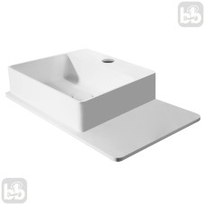 Умивальник 58*37*12,5см підвісний, з поличкою кам`яний Solid surface, VOLLE