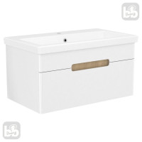 SOLO комплект меблів 80см blanco: тумба підвісна, 1 ящик + умивальник накладний арт 13-16-018, VOLLE (1910.328007)