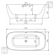 Ванна 170*80*58,5см окремостояча, матова акрилова, з сифоном, VOLLE