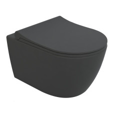 CANTE Rimless унитаз подвесной 51*35,5*33 см, сиденье Duroplast Slim медленного закрытия, цвет антрацит, VOLLE (1312.151009)