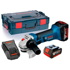 Акумуляторна кутова шліфувальна машина Bosch GWS 18-125 V-LI Professional, 2 акб 4.0 Ah, з/п, L-BOXX