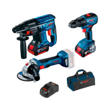 Bosch Набір інструменту Professional перфоратор GBH 180-LI + дриль-шуруповерт GSR 18V-50 + болгарка GWS 180-LI (0615990M32)