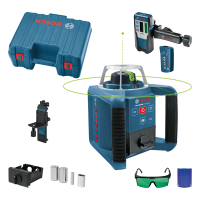 Bosch Нівелір лазерний ротаційний Professional GRL 300 HVG, 300м, ±0.1мм/м, 150/300/600 об/хв, тримач WM4, IP54, 1.8кг, зелений промінь, кейс, приймач LR1, пульт RC1, АКБ, ЗП, мішень (0601061701)