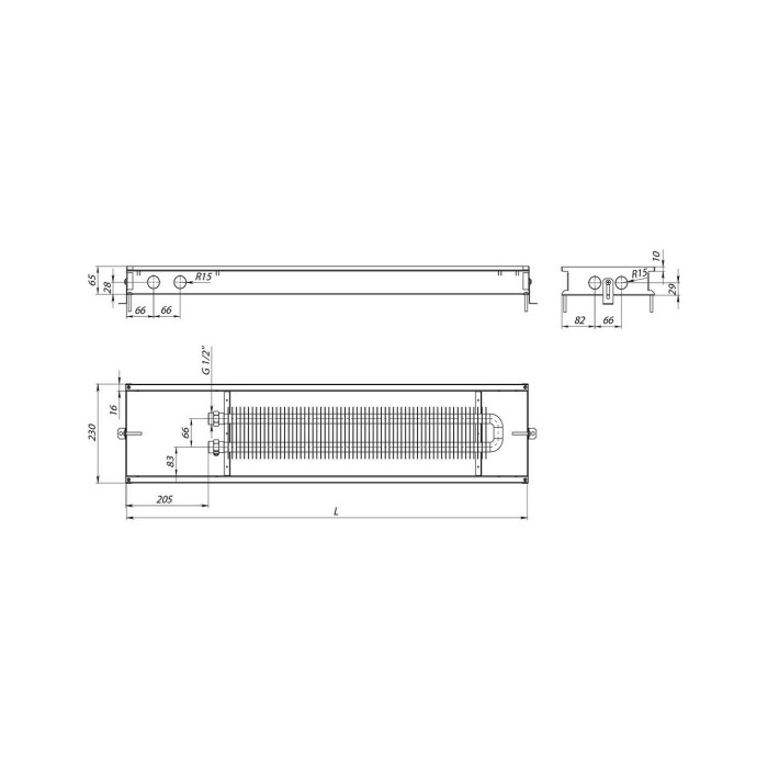 Внутрішньопідлоговий конвектор  Carrera M Inox 230х3000х65 (M_I_23/300/6.5_S)