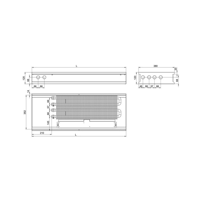 Внутрішньопідлоговий конвектор  Carrera SV2 Black 400х2250х120+вент. DC24V (SV2B24dc_40/225/12)