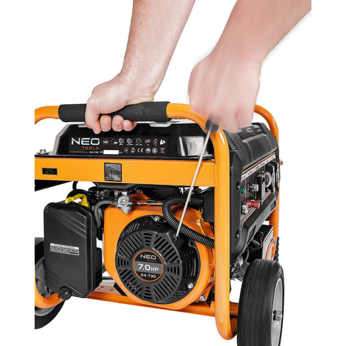 Neo Tools Генератор бензиновий 04-730, 2.8/3.0кВт, 1х12В та 2х230В (16А), бак 15л, 313г/кВтГ, 45 кг (04-730)