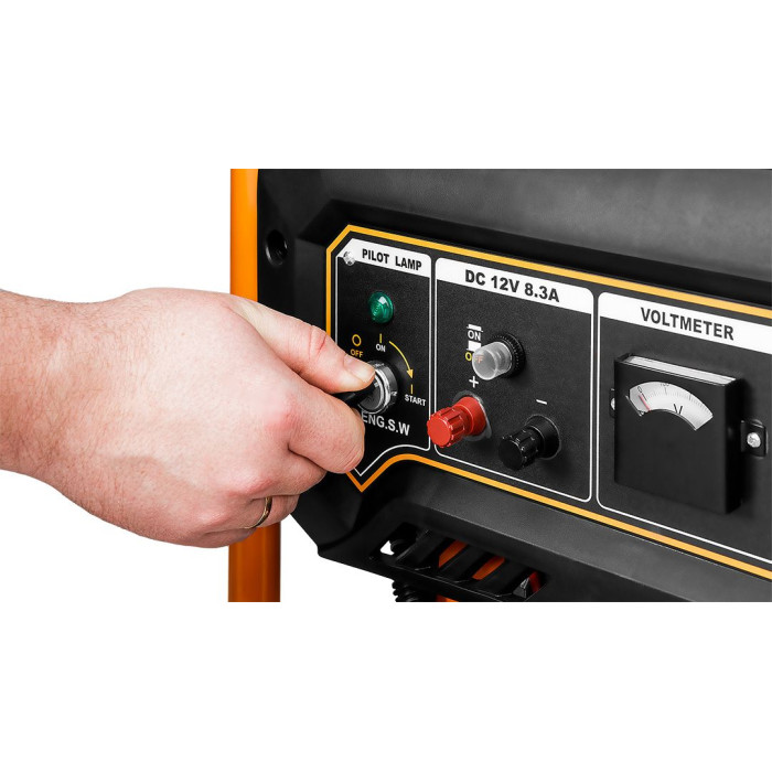 Neo Tools Генератор бензиновий 04-730, 2.8/3.0кВт, 1х12В та 2х230В (16А), бак 15л, 313г/кВтГ, 45 кг (04-730)