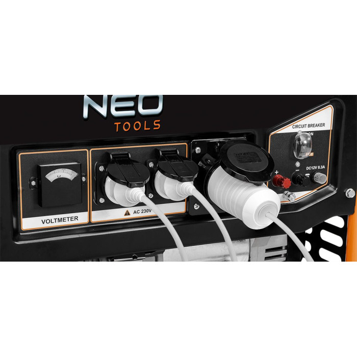 Neo Tools Генератор бензиновий 04-731, 6.0/6.5кВт, 1х12В та 2х230В (16А) та 1x230В(32А), бак 25л, 313г/кВтГ, 85 кг (04-731)