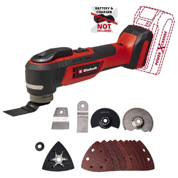 Einhell Багатофункціональний інструмент акумуляторний TP-MG 18 Li BL - Solo PXC 18В 11000-20000кол·хв кут коливань 3.2° 1.08 кг без АКБ і ЗП (4465190)