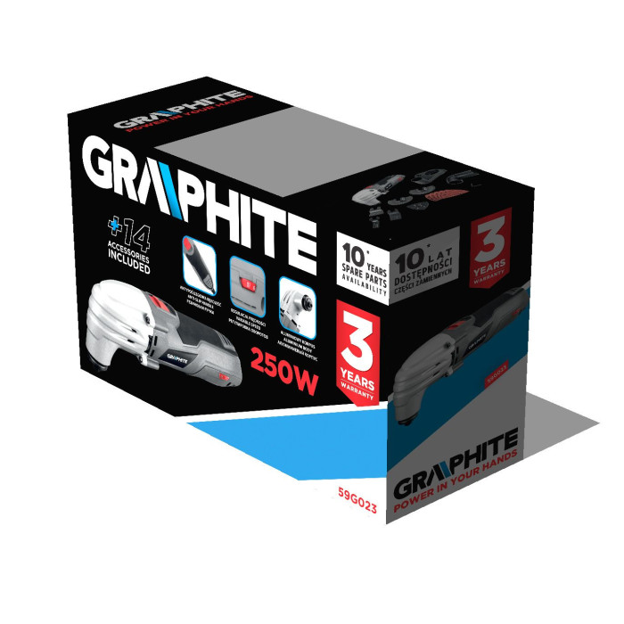Шліфмашина шліфувально-гравірувальна GRAPHITE 250Вт 15000-21000об·хв 1.35кг кейс (59G023)