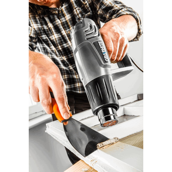 Фен будівельний GRAPHITE2000Вт 80/600°С 350/550л·хв 0.9кг (59G524)