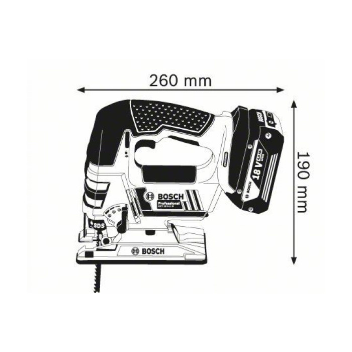 Bosch Лобзик GST 18 V-LI B, акум., 18В, хід 23мм, 2,1кг, Solo (06015A6100)