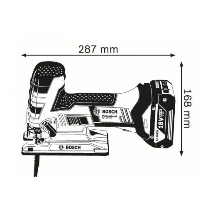 Лобзик Bosch GST 18 V-LI S акумуляторний 18В 0-2700об·хв хід 23мм 2.4кг без АКБ та ЗП (06015A5100)