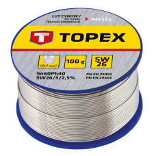 Припій олов'яний TOPEX Sn60Pb40 флюс SW26 дріт 0.7мм 100гр (44E512)