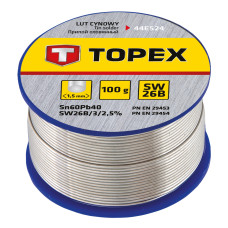 Припій олов'яний TOPEX Sn60Pb40 флюс SW26B дріт 1.5мм 100гр (44E524)