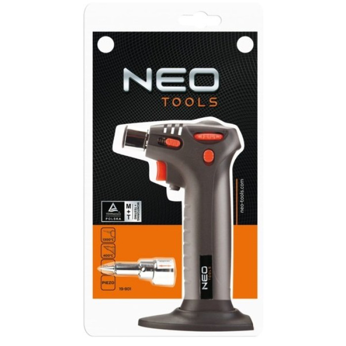 Паяльник газовий Neo Tools1300°C паливо 20мл п'єзозапалювання насадка 400°C (19-901)