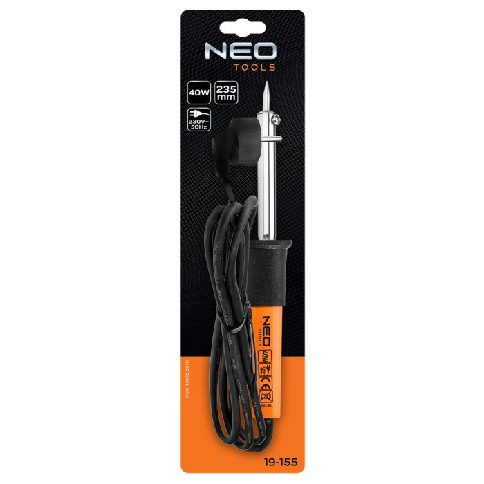 Паяльник електричний Neo Tools40Вт 450°C нікельована мідь (19-155)