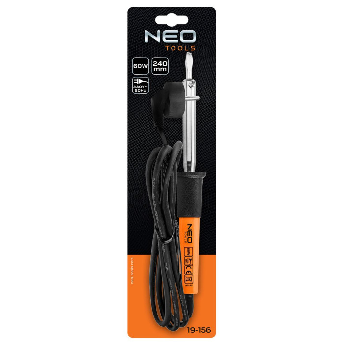 Паяльник електричний Neo Tools60Вт 450°C нікельована мідь (19-156)