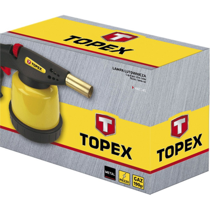 Лампа паяльна газова TOPEX 1350°C 1.9кВт п'єзозапалювання регулювання полум'я (44E141)