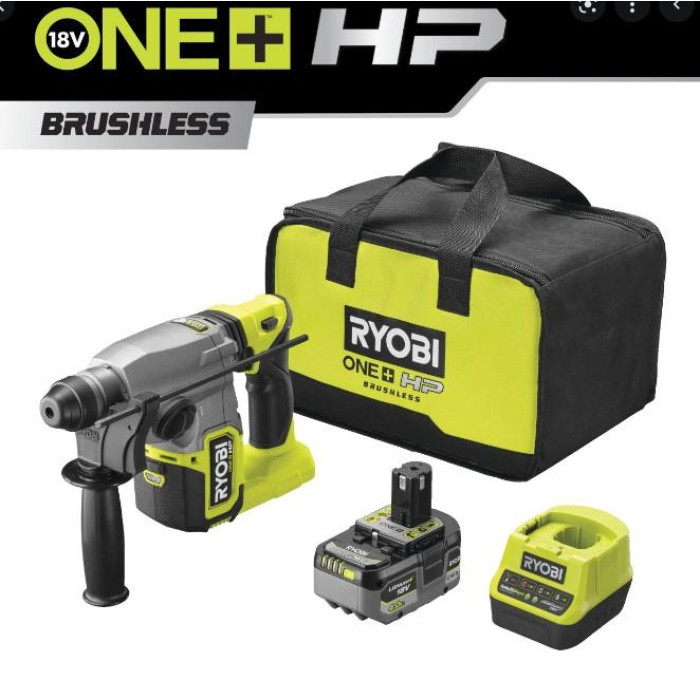Ryobi Перфоратор акумуляторний RSDS18X-1C40S SDS-plus ONE+ 18В НР акб 1х4А·год 4Дж 3.2кг 4 режими (5133005383)